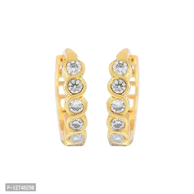 Admier Gold Plated Brass cz studded Small And Cute fashion Hoop Bali Earrings For Girl Women(ACER0192)