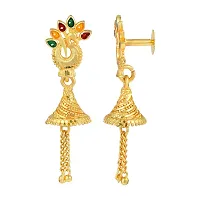 Admier 1 micron Gold plated Brass Peacock Design Meenakari traditional Ethinc Bridal Wedding Jhumka Jhumki for Girl women(ACER0135)-thumb1