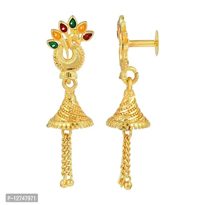 Admier 1 micron Gold plated Brass Peacock Design Meenakari traditional Ethinc Bridal Wedding Jhumka Jhumki for Girl women(ACER0135)-thumb2