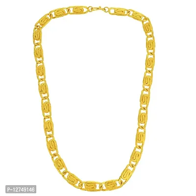 Admier gold plated oval S design interlinked heavy 20 inch/85 grms chain necklace for boys men(ACCN0138)-thumb0