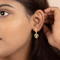 ADMIER Gold Plated Brass heartshape hanging cz studded fashion Hoop Bali Earrrings For Girl Women(ACER0319)-thumb3