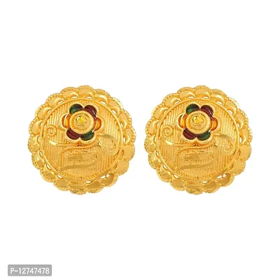Admier Gold Plated Brass round Design colorfull meenakari cutwork fashion Earrings For Girls Women.(ACER0256)