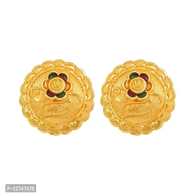 Admier Gold Plated Brass round Design colorfull meenakari cutwork fashion Earrings For Girls Women.(ACER0256)-thumb0