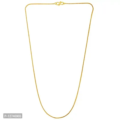 Admier 1 micron gold plated brass simple stylish chain necklace for men women(ACCN0120)