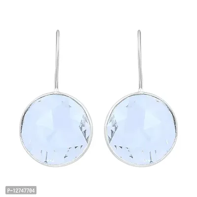 ADMIER Silverplated round shape white topaz crystal stone fashion stud earrings for girls women(ACER0349)