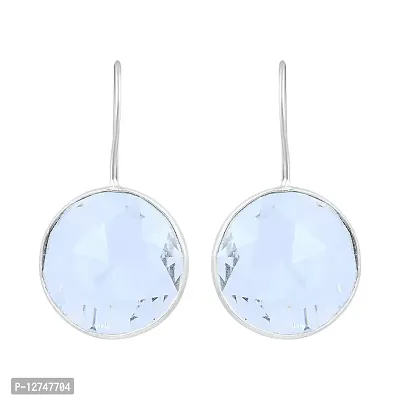 ADMIER Silverplated round shape white topaz crystal stone fashion stud earrings for girls women(ACER0349)-thumb0