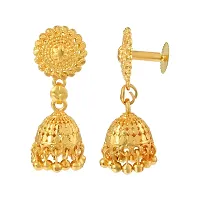 Admier Gold Plated Brass round design Small size Jhalar Jhumki Ethnic Traditional Earring for Women(ACER0238)-thumb1