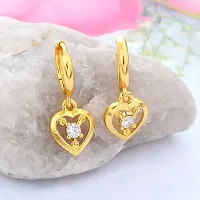 ADMIER Gold Plated Brass heartshape hanging cz studded fashion Hoop Bali Earrrings For Girl Women(ACER0319)-thumb1