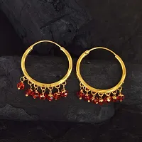 Admier Gold Plated Brass with red beads drop fashion Hoop Bali Earrrings For Girl Women(ACER0191)-thumb3