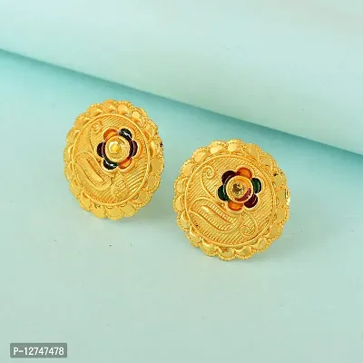 Admier Gold Plated Brass round Design colorfull meenakari cutwork fashion Earrings For Girls Women.(ACER0256)-thumb4