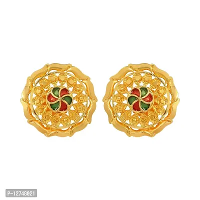 Admier Gold Plated Brass round Design colorfull meenakari cutwork fashion Earrings For Girls Women.(ACER0248)