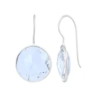 ADMIER Silverplated round shape white topaz crystal stone fashion stud earrings for girls women(ACER0349)-thumb1