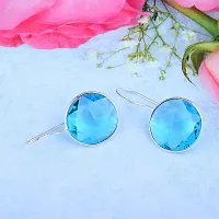 ADMIER Silverplated round shape blue topaz crystal stone fashion stud earrings for girls women(ACER0354)-thumb3