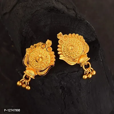 Admier Gold Plated Brass round Design cutwork fashion ethnic Earrings For Girls Women.(ACER0257)-thumb4