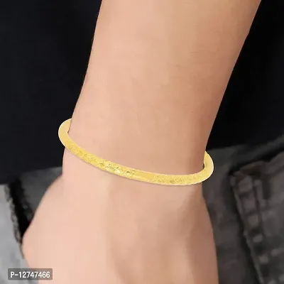 ADMIER Gold plated Brass Carving Tube design open ended Adjustable free size designer bangle Kada foe men women(ACKD0106)-thumb3