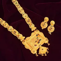 ADMIER Gold Plated floral design Hand Meena Mangalsutra Tanmaniya nallapusalu Earring Set For Women and Girls(ACMS0146)-thumb2