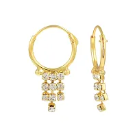 Admier Gold Plated Brass Round design White Cz Studded Hoop Bali Fashion Earrings for Girls Women(ACER0174)-thumb1