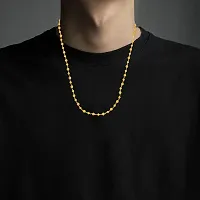 Admier 1 micron gold plated brass bead ball design stylish long chain necklace for men women(ACCN0130)-thumb3