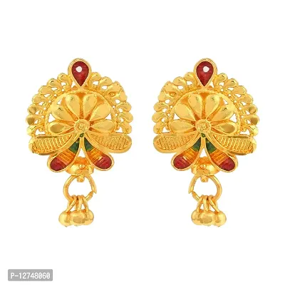 Admier Gold Plated Brass floral Design colorfull meenakari cutwork fashion Earrings For Girls Women.(ACER0246)
