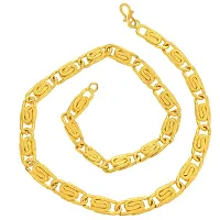 Admier gold plated oval S design interlinked heavy 20 inch/85 grms chain necklace for boys men(ACCN0138)-thumb3