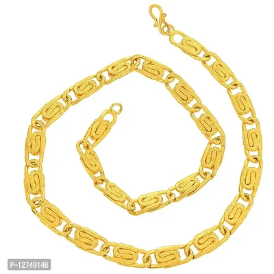 Admier gold plated oval S design interlinked heavy 20 inch/85 grms chain necklace for boys men(ACCN0138)-thumb4