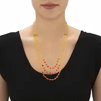 Admier gold plated brass beads ball with red crystal three layer choker necklace for women girls latest fashion-thumb2