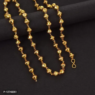 Admier gold plated brass long bead ball design stylish chain necklace for men women(ACCN0123)-thumb5