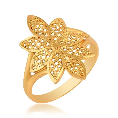 Admier Plated Brass Flower Design Handmade Raswara Work Traditional Ring For Unisex