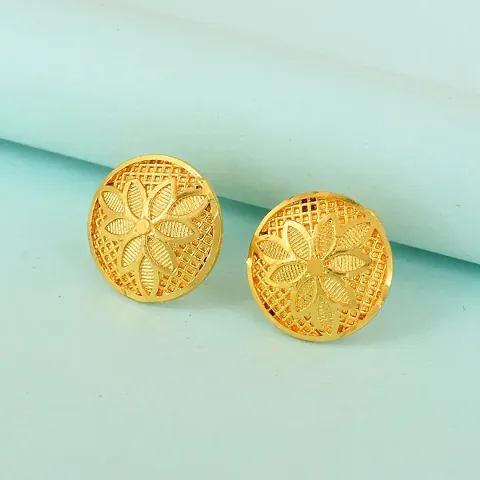 Designer Gold Plated Brass Stud Earrings