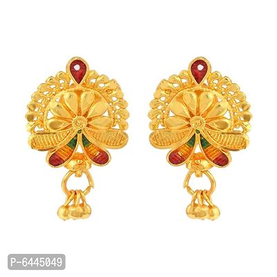Admier Gold Plated Brass floral Design colorfull meenakari cutwork fashion Earrings