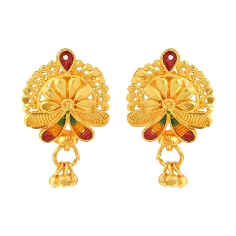 Admier Plated Brass floral Design colorfull meenakari cutwork fashion Earrings