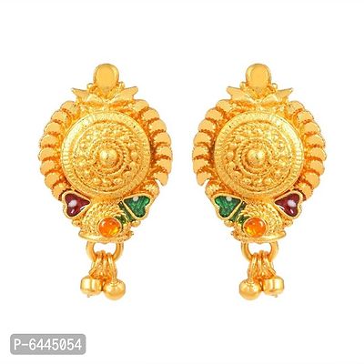 Admier Gold Plated Brass round Design colorfull meenakari cutwork fashion Earrings-thumb0