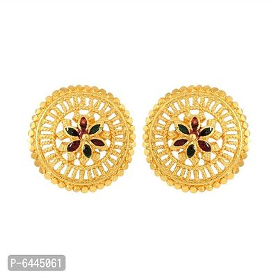 Admier Gold Plated Brass round Design colorfull meenakari cutwork fashion Earrings-thumb0