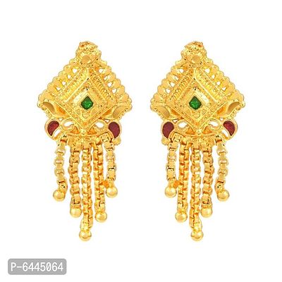 Admier Gold Plated Brass square Design raswara work Meenakari Handmade Stud Earrings