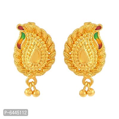 Admier Gold Plated Brass kairi mango Design traditional ethnic fashion Stud Earrings