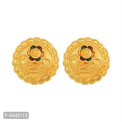 Admier Gold Plated Brass round Design colorfull meenakari cutwork fashion Earrings