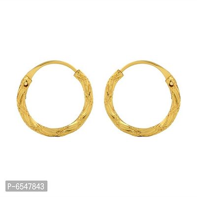 Admier Gold Plated Brass cutwork Small And Cute fashion Hoop Bali Earrrings