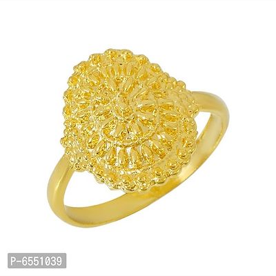 Admier Gold plated Brass oval shape Cutwork Handmade raswara work Traditional Finger ring