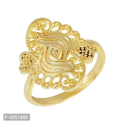 Admier Gold plated Brass Floral design Cutwork Handmade raswara work Traditional Finger ring-thumb0