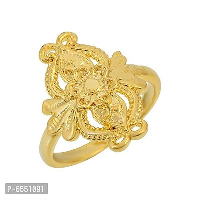 Admier Gold plated Brass Floral design handmade raswara work Traditional Finger ring