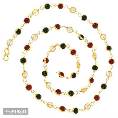 Admier gold plated brass multi color bead long fashionable bead chain necklace for men women