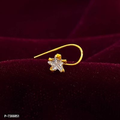 Admier Gold plated brass star shape faux diamond cz fashion nose pin for girls women-thumb0