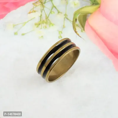 ADMIER Gold plated Black Band Ring Noble Men Band Style Titanium Steel Ring-thumb0