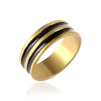 ADMIER Gold plated Black Band Ring Noble Men Band Style Titanium Steel Ring-thumb2