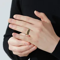 ADMIER Gold plated Black Band Ring Noble Men Band Style Titanium Steel Ring-thumb3