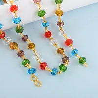 Gold plated brass gold capped multi crystal long bead fashionable chain necklace-thumb1