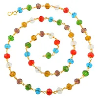 Gold plated brass gold capped multi crystal long bead fashionable chain necklace-thumb2