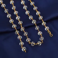 Gold plated brass gold capped white crystal long bead fashionable chain necklace-thumb2