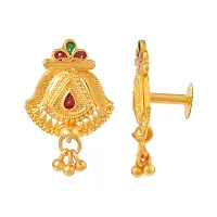 Admier Gold Plated Brass Designer raswara work Meenakari Handmade Stud Earrings-thumb1