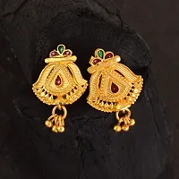 Admier Gold Plated Brass Designer raswara work Meenakari Handmade Stud Earrings-thumb3